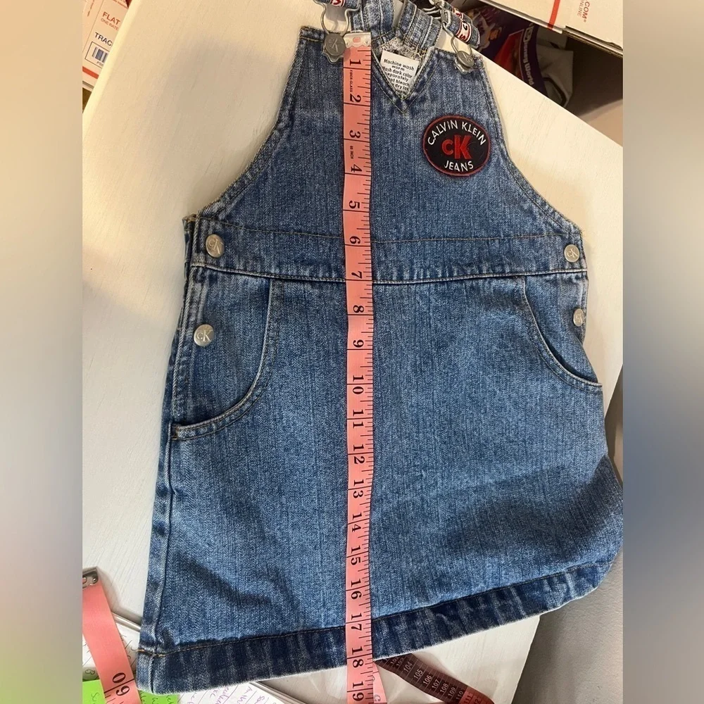 Calvin Klein Vintage Girls Denim Jumper Overall Dress - Picture 3 of 11